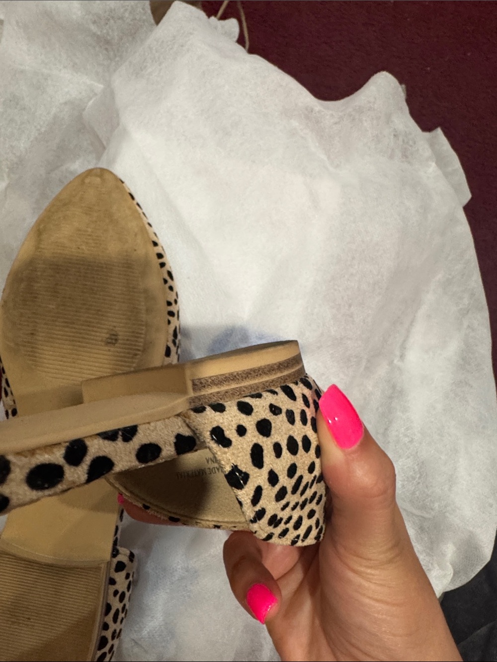 Isaac Mizrahi Beige and Black Spotted D'Orsay Flats - Picture 4 of 5